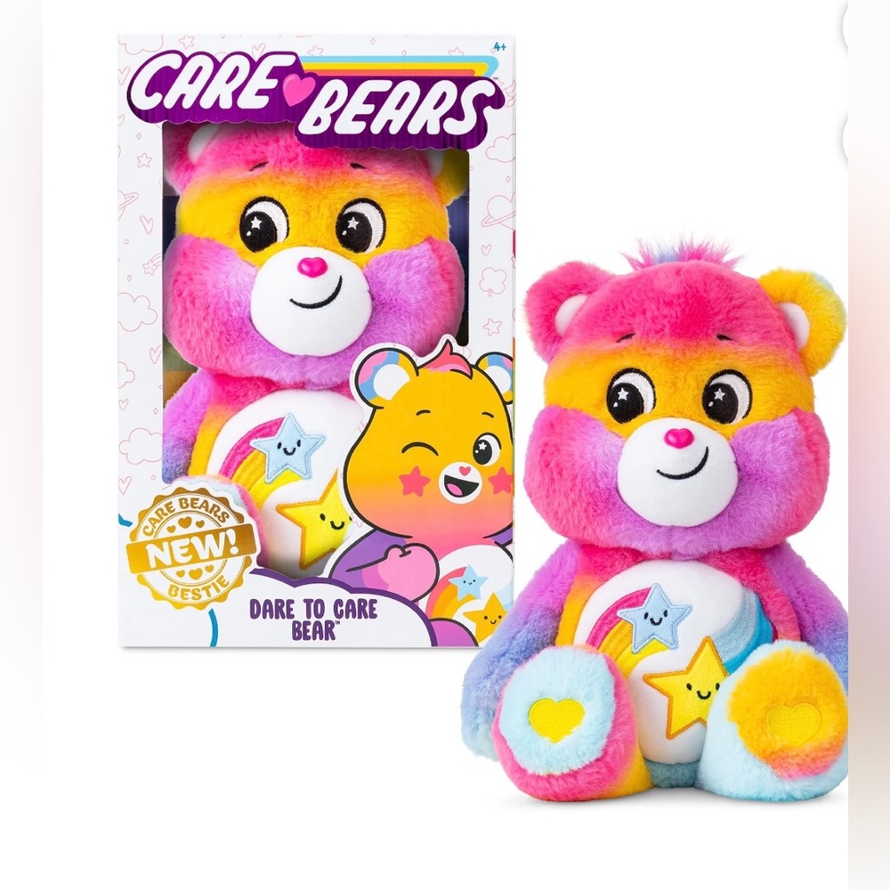 Care Bears Dare To Care Bear Plush 14” Multicolor Stuffed Animal NWT